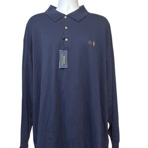 Polo by Ralph Lauren Men's Navy Blue Long Sleeve Polo 3XB NWT